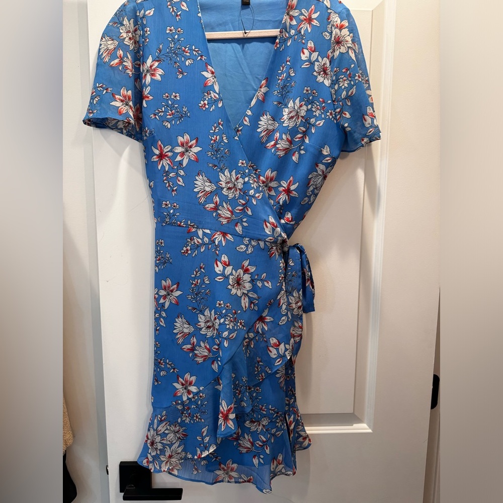 Banana Republic Blue Floral Wrap Dress